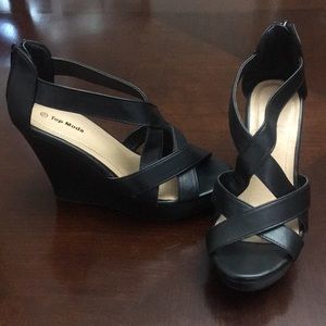 Top Moda black wedge heels